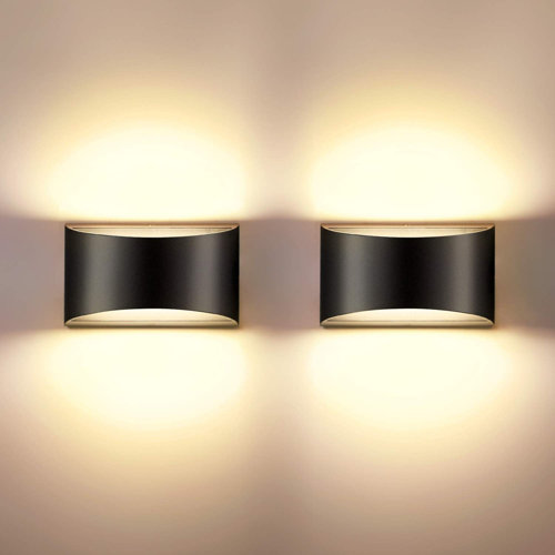 Ndoor Dimmable Wall Sconces Sets Of 2%2CModern Black Led Up Down Wall Lamp%2C 12W Indoor Hallway Wall Light Fixtures For Living Room%2C Stair%2C Bedroom%2C Warm White%2C2 Pack (Set Of 2) 
